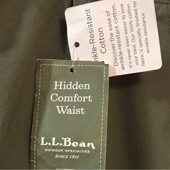 NWT L.L. Bean Green Wrinkle Resistant Khakis NWT 35/30 - Picture 3 of 4